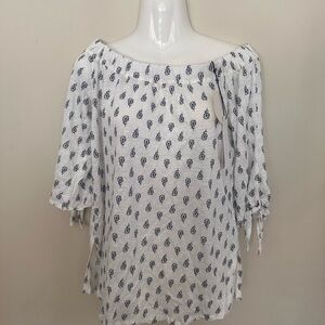 Elegant Off-Shoulder White and Black Blouse